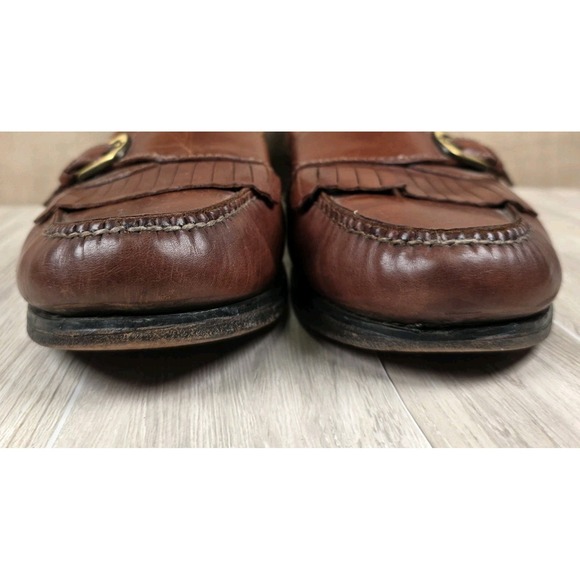 Vintage Cole Haan Men\'s Kiltie Monk Strap Fringe Brown Dress Shoes Loafers 11 D main image 4